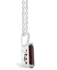 Macy's Women's Garnet (3-1/3 ct.t.w.) and Diamond Accent Pendant Necklace in Sterling Silver