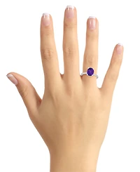 Macy's Women's Amethyst (2-1/2 ct.t.w.) and Diamond Accent Ring Sterling Silver