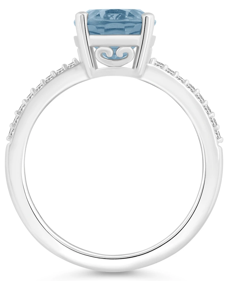 Macy's Women's Sky Blue Topaz (3-3/5 ct.t.w.) and Diamond (1/10 Ring Sterling Silver