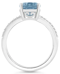 Macy's Women's Sky Blue Topaz (3-3/5 ct.t.w.) and Diamond (1/10 Ring Sterling Silver