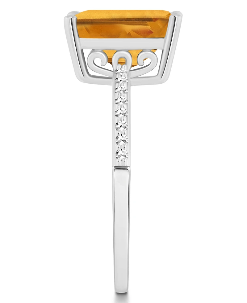 Macy's Women's Citrine (3-1/6 ct.t.w.) and Diamond (1/10 Ring Sterling Silver