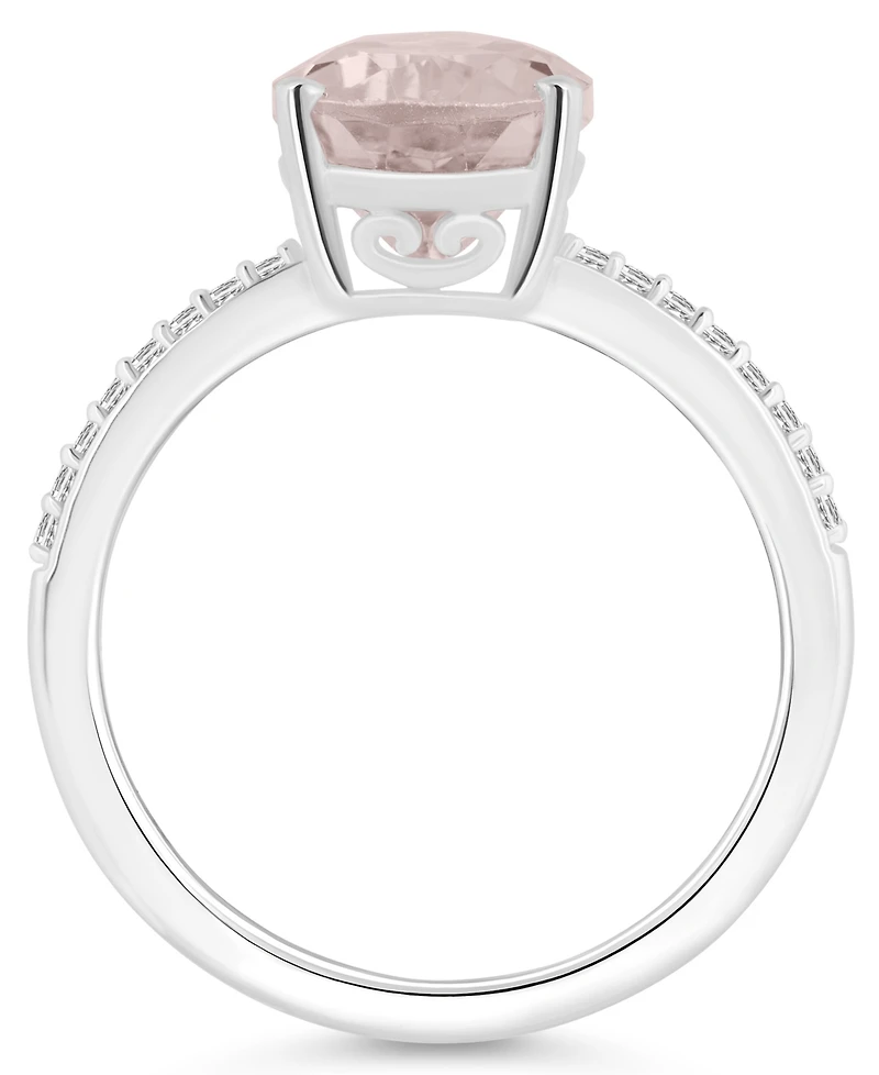 Macy's Women's Rose Quartz (2-3/4 ct.t.w.) and Diamond (1/10 Ring Sterling Silver