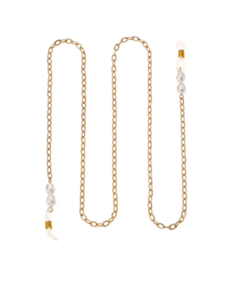 Ettika Women's 18k Gold Plated Wide Link Imitation Pearl Glasses Chain