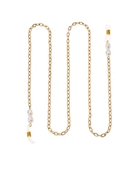 Ettika Women's 18k Gold Plated Wide Link Imitation Pearl Glasses Chain