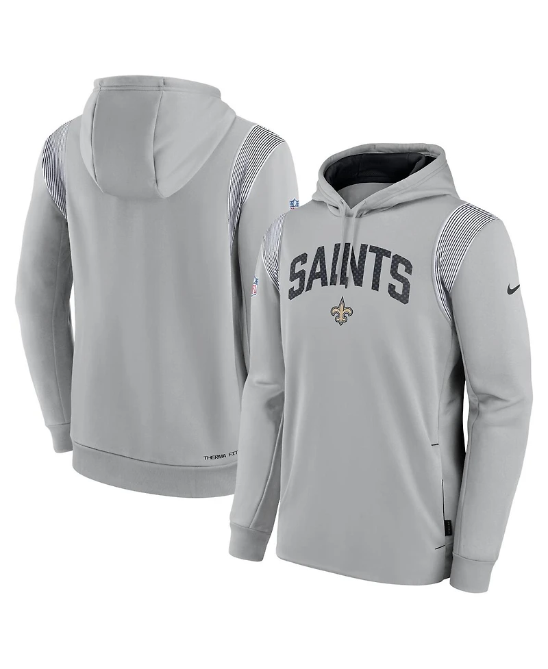 Men's Nike Gray New Orleans Saints Sideline Athletic Stack Performance Pullover Hoodie
