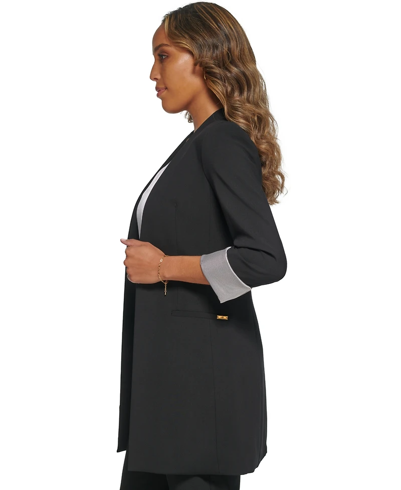 Calvin Klein Women's Roll Sleeve Open Front Blazer, Regular and Petite