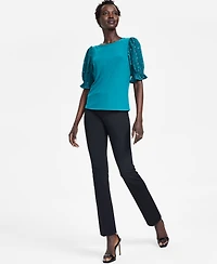 CeCe Women's Mid-Rise Slim Boot Cut Clasp-Front Pants