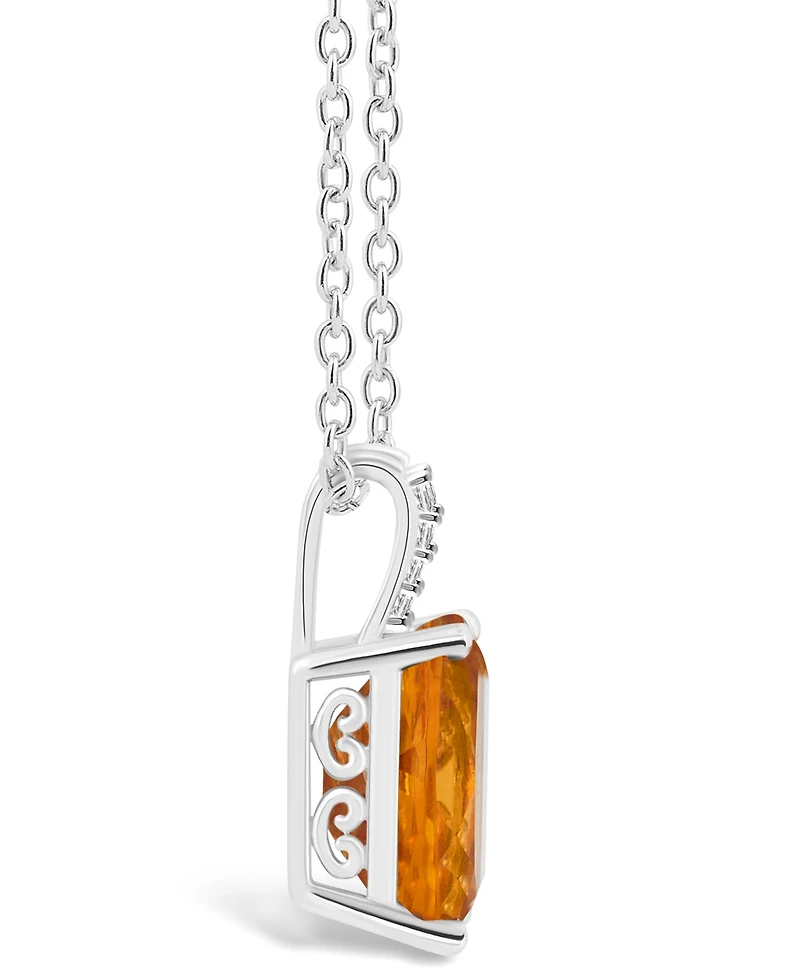Macy's Women's Citrine (3-1/6 ct.t.w.) and Diamond Accent Pendant Necklace in Sterling Silver