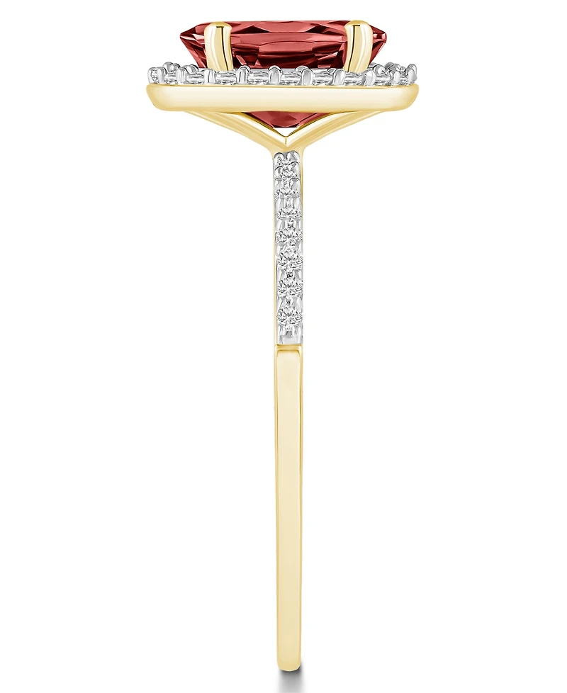 Macy's Garnet (1-1/2 ct. t.w.) and Created Sapphire (1/5 Halo Ring 10K Yellow Gold