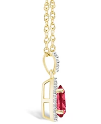 Lab Grown Ruby (7/8 ct. t.w.) and Lab Grown Sapphire (1/6 ct. t.w.) Halo Pendant Necklace in 10K Yellow Gold