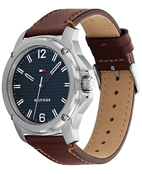 Tommy Hilfiger Men's Brown Leather Strap Watch 44mm