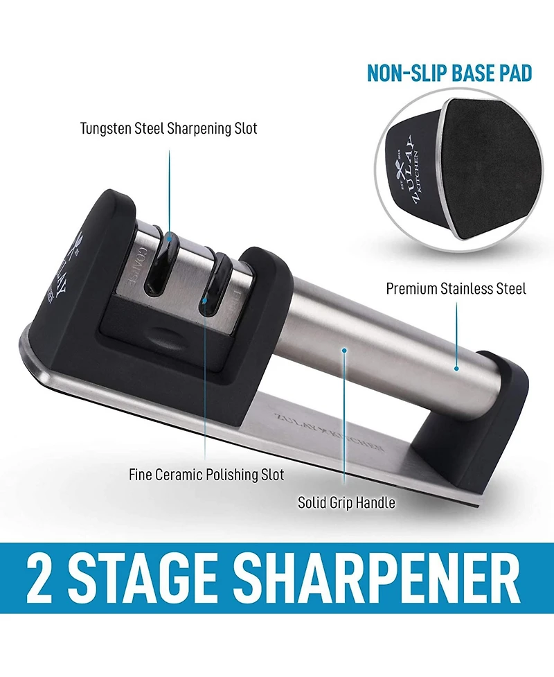 Premium Quality Knife Sharpener for Straight and Serrated Knives Stainless Steel Ceramic Tungsten