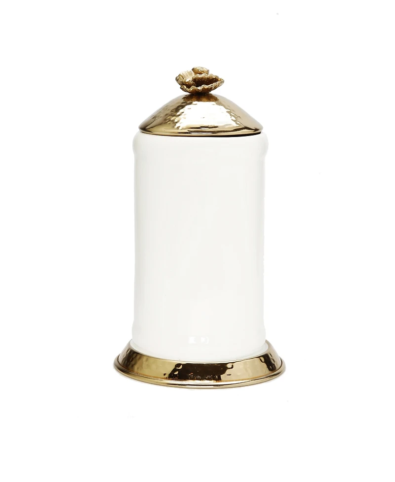 Classic Touch Glass Canister Hammered Lid and Base Flower Knob Set