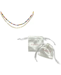 Adornia Multi Color Bead and Paper Clip Chain Double Necklace