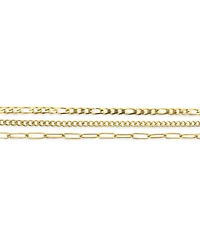 Adornia Curb Chain, Paper Clip Chain, and Figaro Chain Anklet Set