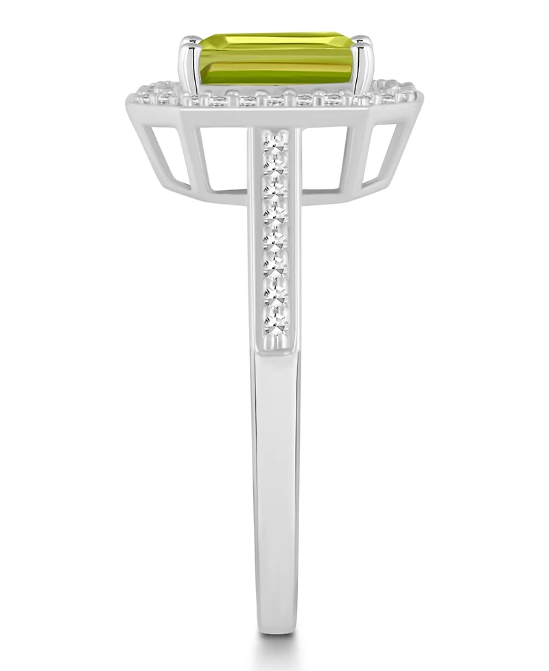 Macy's Peridot (1-2/3 ct. t.w.) and Diamond (1/5 Halo Ring Sterling Silver