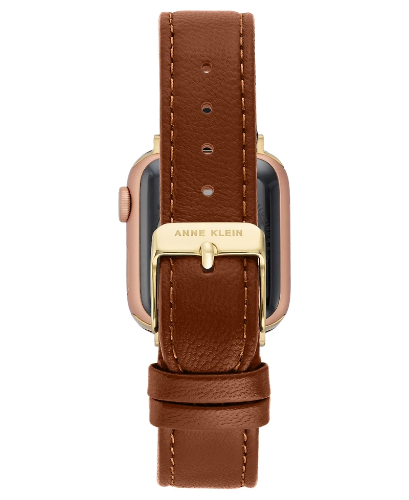 Anne Klein Women's Brown Genuine Leather Band designed for Apple Watch 42mm (Series 1-3 only) & 44/45/46/49mm (Ultra & Ultra 2)
