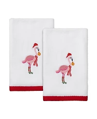 Avanti Flamingo Jingle Holiday 2-Pc. Fingertip Towel Set11" x 16"