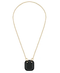 Anne Klein Women's Black Faux Leather Quilted Case with Crossbody Chain designed for AirPods