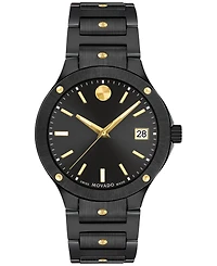 Movado Women's Se Swiss Quartz Black Ceramic Yellow Pvd Bracelet Watch 33mm