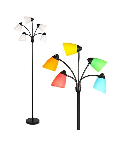 Medusa 74" Led 5-Light Floor Lamp with Interchangeable Shades