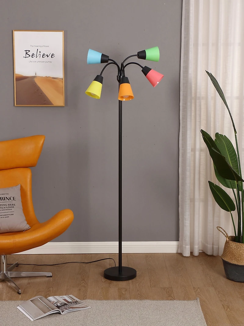 Medusa Modern 78" Led 5-Light Floor Lamp with Interchangeable Shades