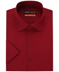 Suslo Couture Men's Slim Fit Performance Short Sleeves Solid Button Down Shirt