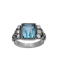 2028 Silver-Tone Aqua Stone Ring