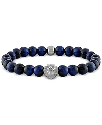 Esquire Men's Jewelry Onyx & Lion Bead Stretch Bracelet in 14k Gold-Plated Sterling Silver, (Also in Blue Tiger Eye), Created for Macy's