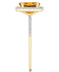 Macy's Citrine (1-1/5 ct. t.w.) and Lab Grown Sapphire (1/5 Halo Ring 10K Yellow Gold