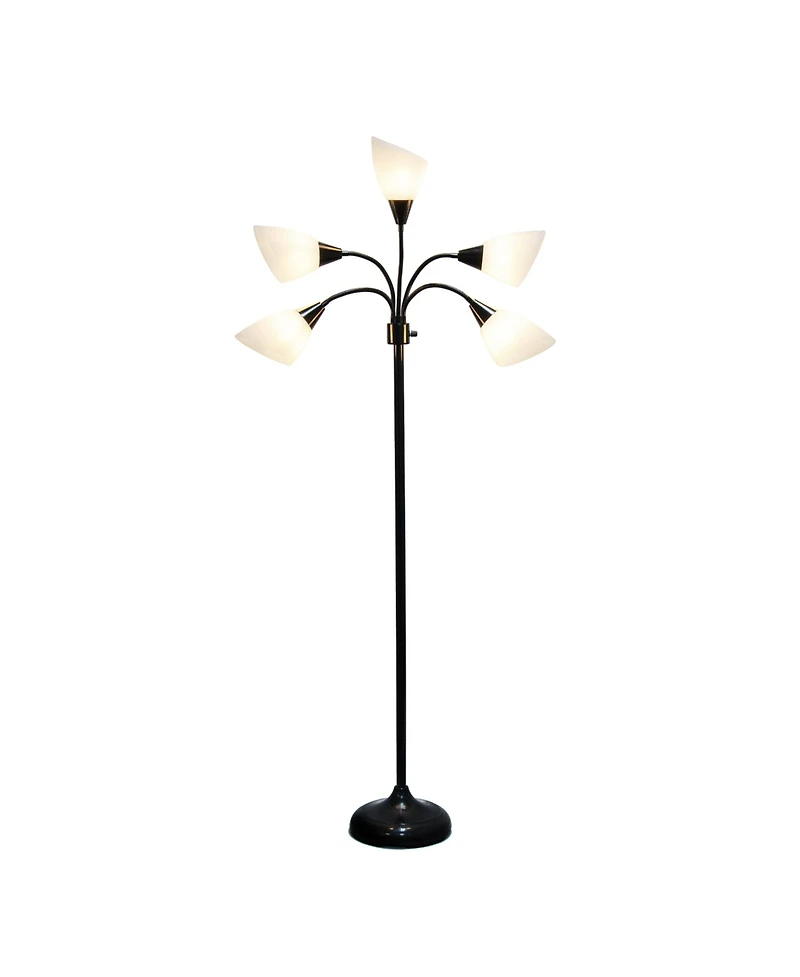Simple Designs 5 Light Adjustable Gooseneck Floor Lamp with Shades