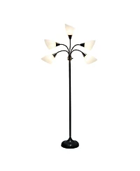 Simple Designs 5 Light Adjustable Gooseneck Floor Lamp with Shades
