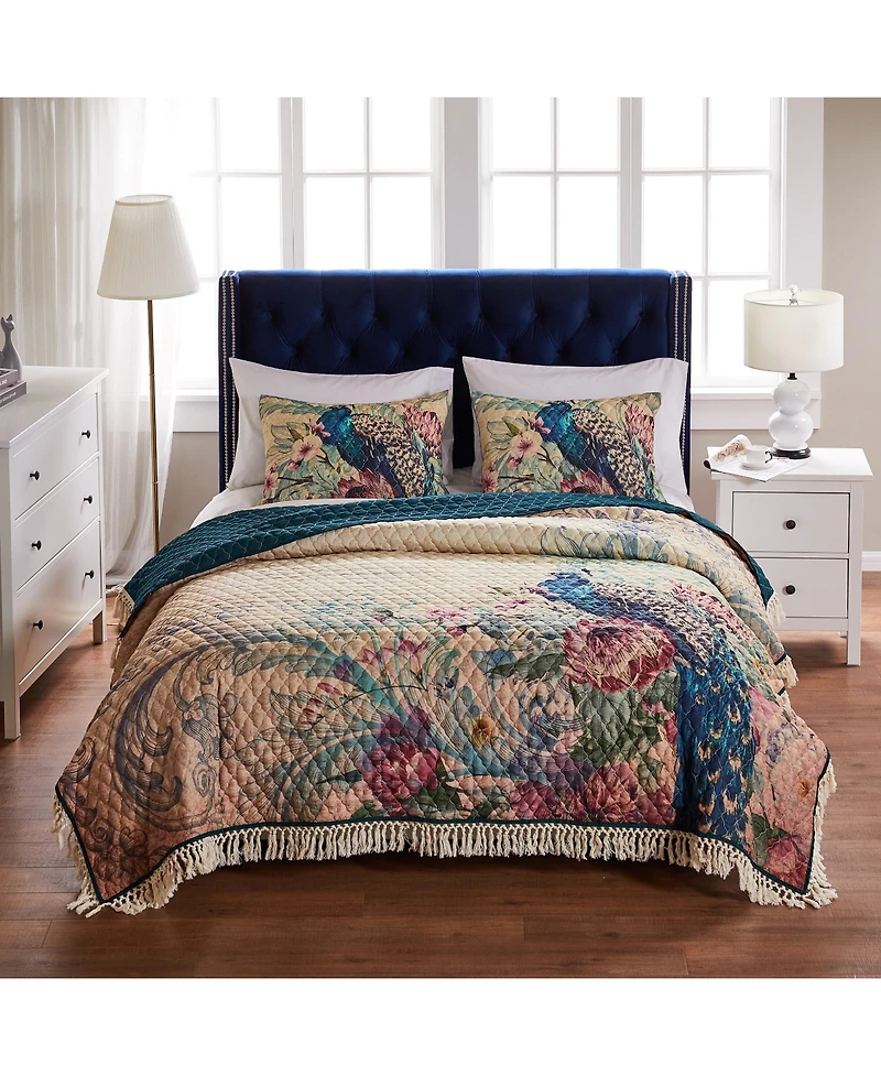 Greenland Home Fashions Eden Peacock 3-Pc. Quilt Set, King/California King