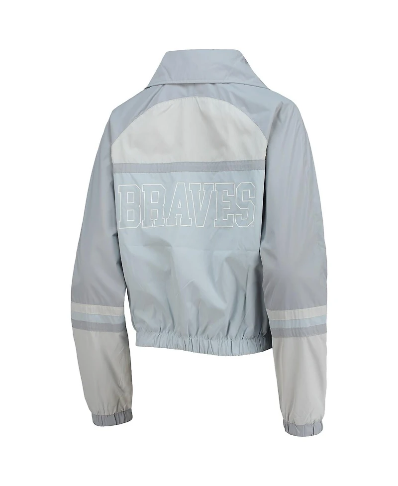 Women's The Wild Collective Light Blue Atlanta Braves Colorblock Track Raglan Full-Zip Jacket