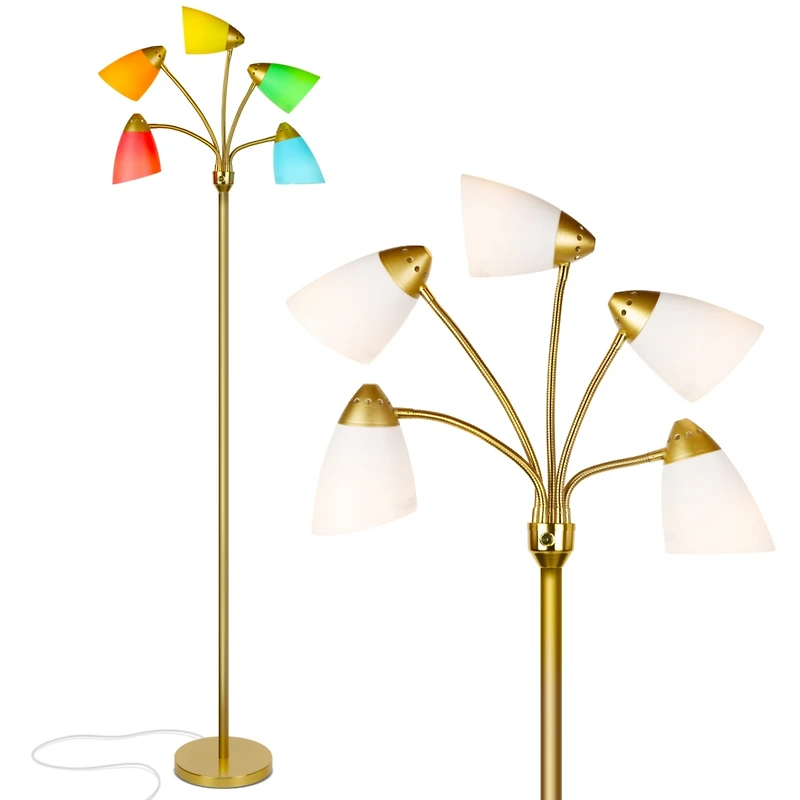 Medusa 74" Led 5-Light Floor Lamp with Interchangeable Shades