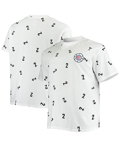 Men's Fanatics Kawhi Leonard White La Clippers Big and Tall Allover Name and Number T-shirt