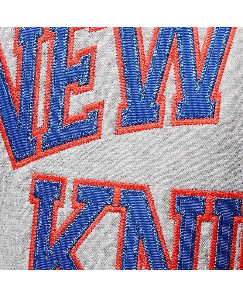Men's Mitchell & Ness Patrick Ewing Heathered Gray New York Knicks Big and Tall Name and Number Pullover Hoodie