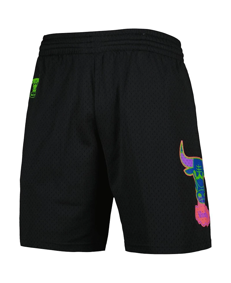 Men's Mitchell & Ness Black Chicago Bulls Hardwood Classics Color Bomb Energy Shorts