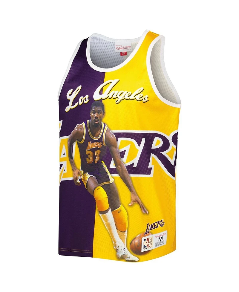Men's Mitchell & Ness Magic Johnson Purple and Gold Los Angeles Lakers Sublimated Player Tank Top