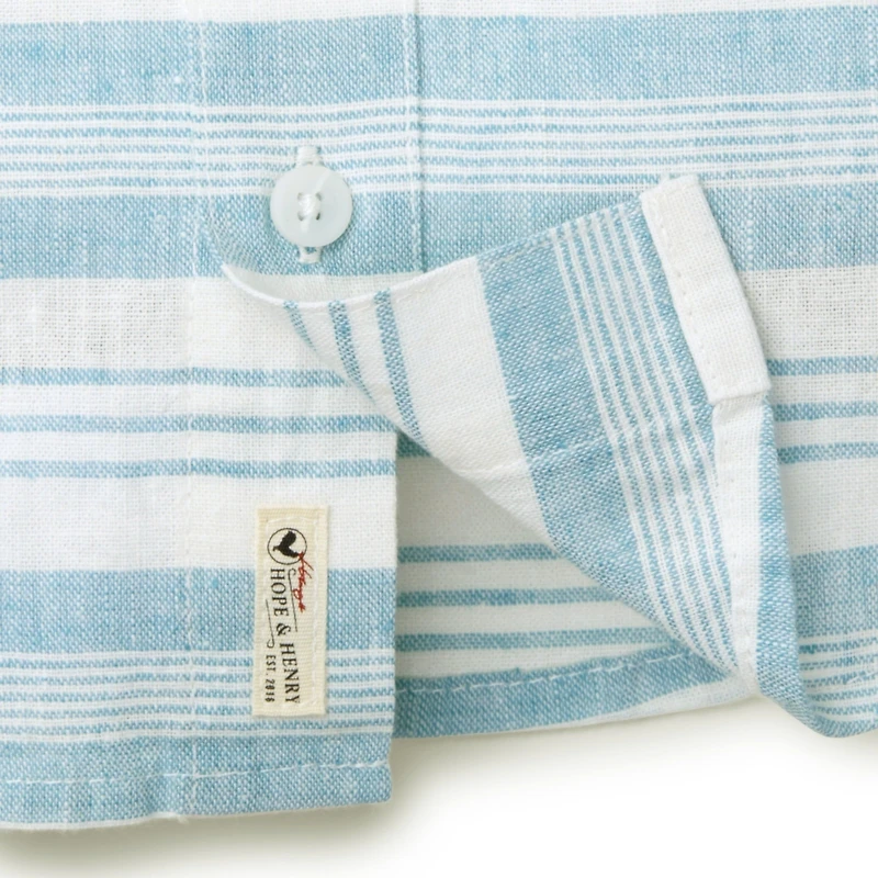 Hope & Henry Baby Boys Linen Short Sleeve Button Down Shirt