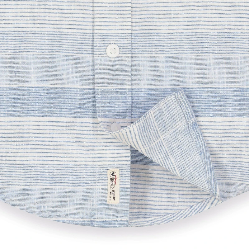 Hope & Henry Baby Boys Linen Short Sleeve Button Down Shirt