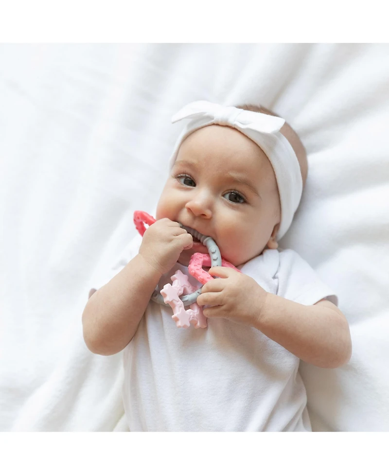Bumkins Baby Girls Three Textured Gripping Teething Charms