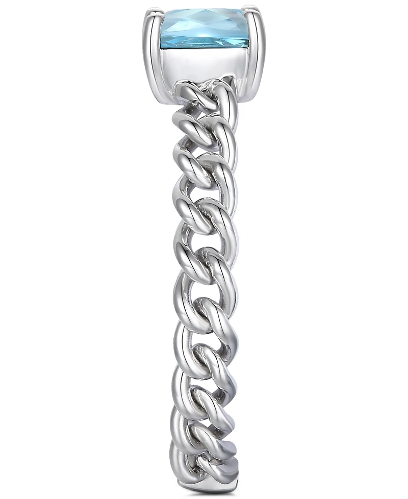 Amethyst Solitaire Chain Link Ring (7/8 ct. t.w.) 14k Rose Gold-Plated Sterling Silver (Also Blue Topaz, Emerald, Sapphire and Ruby)