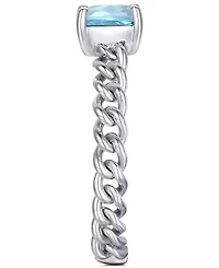 Amethyst Solitaire Chain Link Ring (7/8 ct. t.w.) 14k Rose Gold-Plated Sterling Silver (Also Blue Topaz, Emerald, Sapphire and Ruby)