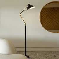 Swoop Led Reading Floor Lamp with Adjustable Head and Gold Accent (69")