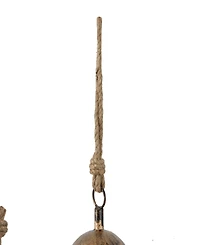 Rosemary Lane Gold-Tone Metal Bohemian Decorative Cow Bell with Jute Hanging Rope Set 3 Pieces