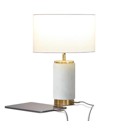 Arden Modern Led Marble and Gold Table Lamp (17" ) with Usb Port - Light Bulb Included