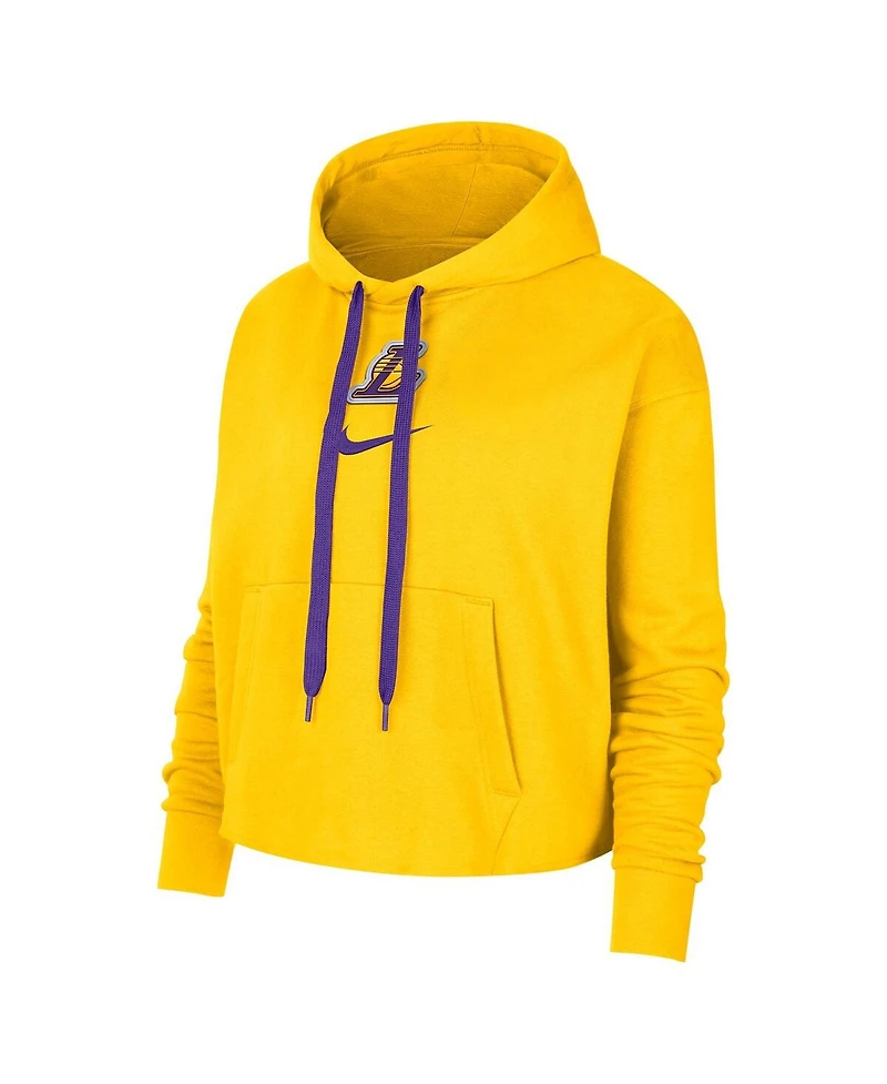 Women's Nike Gold Los Angeles Lakers Courtside Cropped Pullover Hoodie