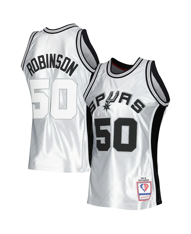 Men's Mitchell & Ness David Robinson Platinum San Antonio Spurs 1998-99 Hardwood Classics 75th Anniversary Swingman Jersey