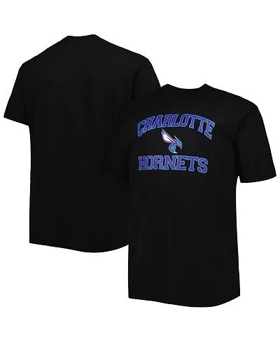 Men's Black Charlotte Hornets Big and Tall Heart and Soul T-shirt